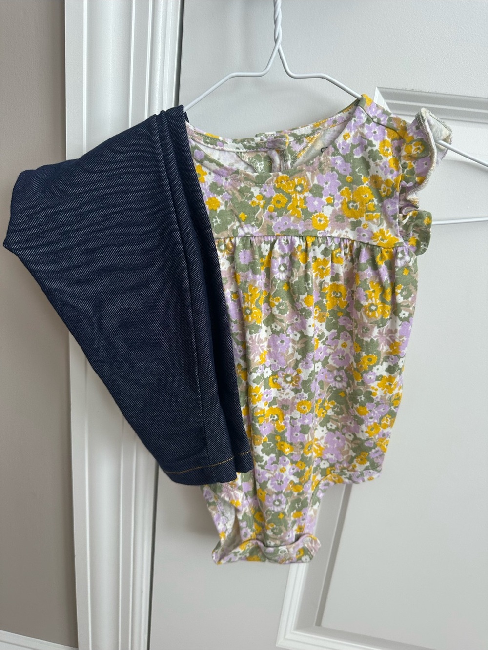 Carter's Floral Onesie with Jean Legging Set